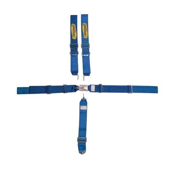 New speedway blue nylon sfi seat belt combo, 3" individual shoulder harness