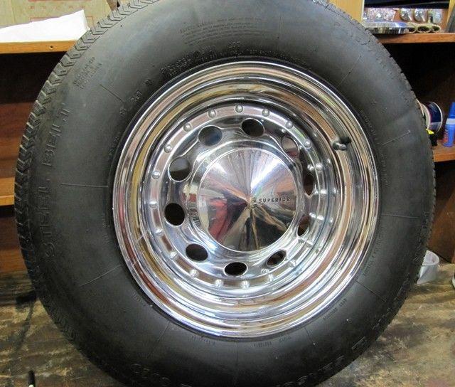 Chevrolet gmc 1937-1950's 6 hole 15x7 chrome "superior" wheels w/nice radials