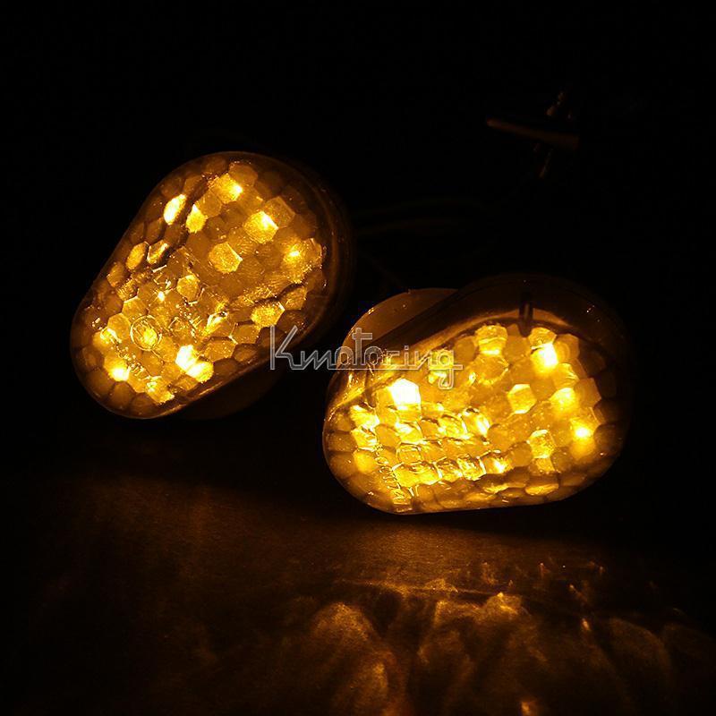 2 flush mount turn signals amber light for kawasaki zzr600 zx9r zx7r zx636 smoke