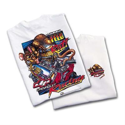 Rwm t-shirt cotton "feed the rat/chevrolet racing" white xl ea