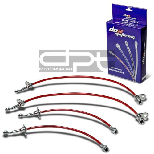 4pc set stainless steel hose brake line for 00-03 honda s2000 ap1 s2k f20c red