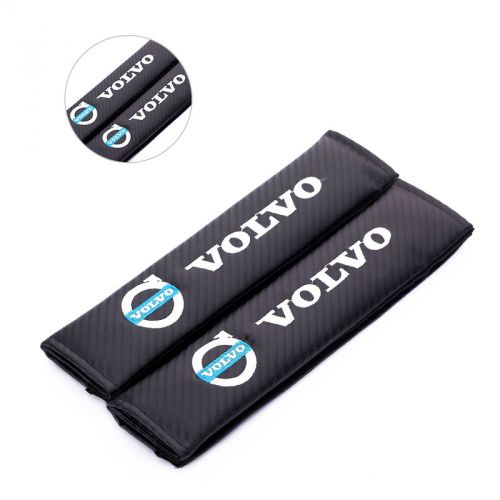 A pair carbon fiber texture seatbelt seat belt cover shoulder pad pads for volvo