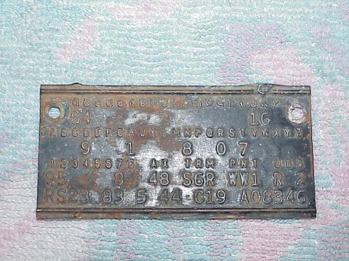 Mopar 1967 gtx fender tag