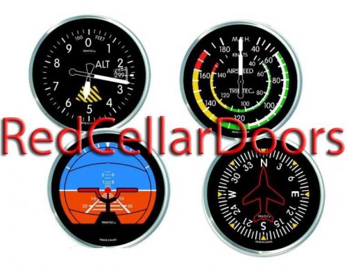 Trintec set 4 aviator acrylic coasters altimeter gyro horizon vor aviation new