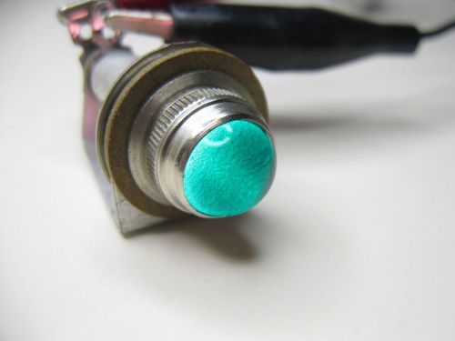Vintage dialco dash gauge panel light indicator with 5/8” green lens &amp; bulb #5