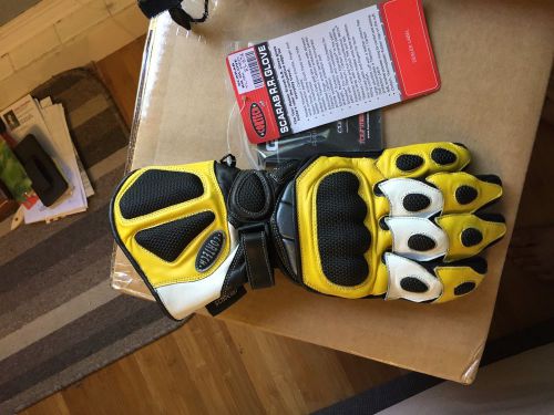 Cortech scarab winter leather (yl/bk med) glove motorcycle