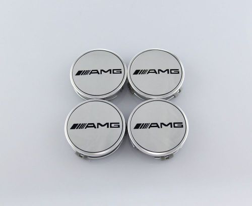 Mercedes-benz 4pc 75mm amg chrome center wheel hub cap caps emblem badge