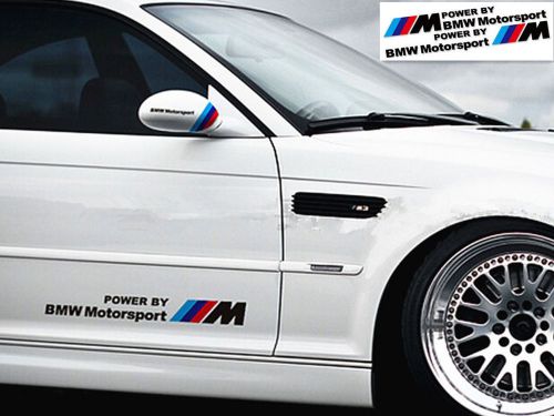 2pcs black m power by bmw motorsport 27.5&#034; auto sides waist line decals stickers