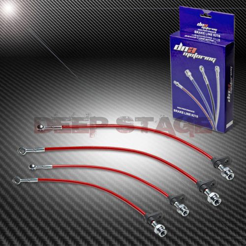 Buy STAINLESS SS BRAIDED HOSE RACING BRAKE LINE 8689 ACURA INTEGRA DA1/DA3 RED in Rowland