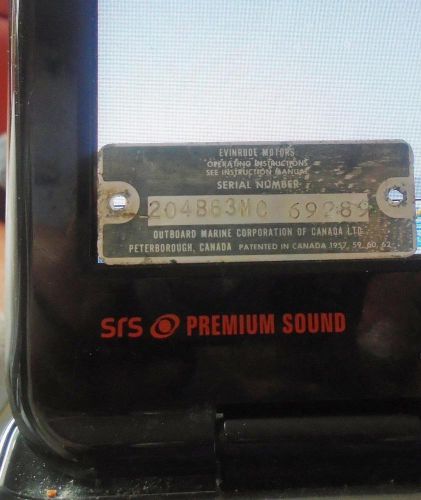 20hp johnson/evinrude outboard id tag  204b63mc  69289