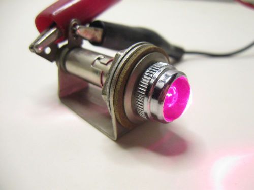 Vintage dash gauge panel light indicator with 5/8” red jewel lens and bulb #1