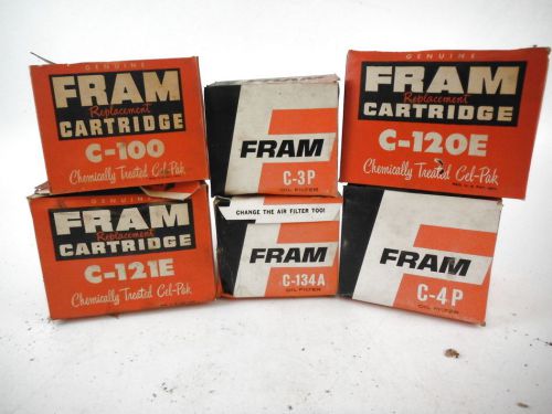 Vintage fram oil filters and replacement cartridges (6) in boxes