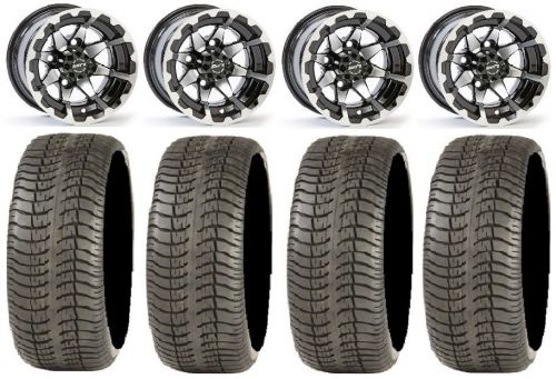 Sti hd6 gloss black golf wheels 10&#034; 205x50-10 tires yamaha