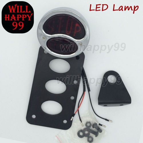 Mount round led brake running license plate bracket taillight for harley softail