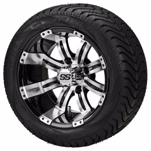 Set of 4 - 215/35-12 tire on a 12x7 black/machined type 9 wheel w/free freight