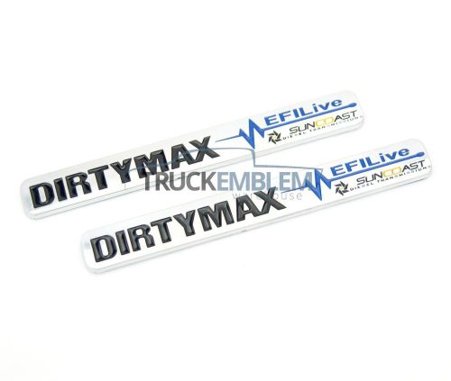 2 new chrome "dirtymax" diesel suncoast efi live 2500hd 3500hd badges emblems