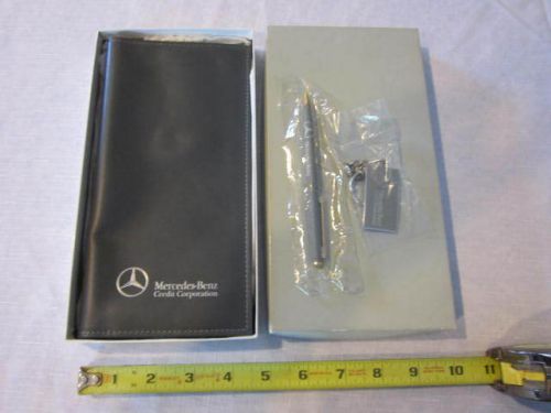 Mercedes benz credit corporation grey cowhide document holder w/ pen &amp; keychain
