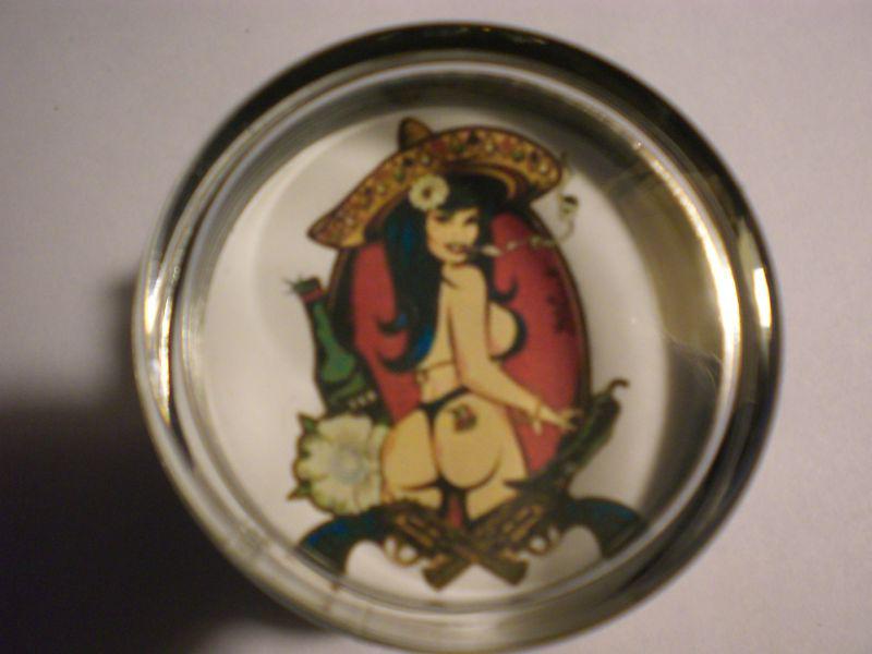 Vintage style steering  spinner  knob "hot latina pin up girl" hot ratrod 