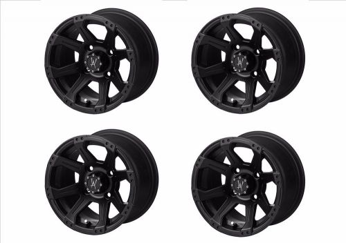 14x7 rampage atv/utv matte black 4/110 +10et wheel - set of 4
