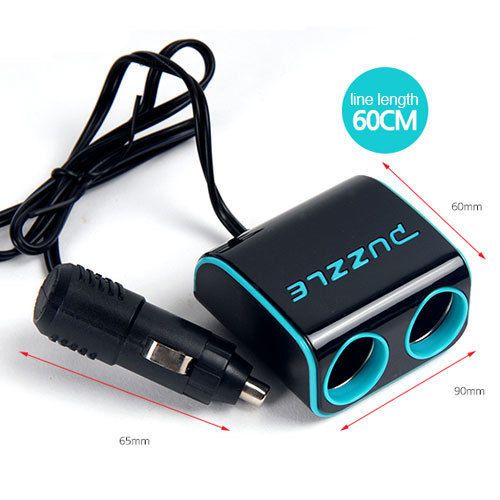 New puzzle line 2way car socket splitter 12v/24v 10ah aqua blue
