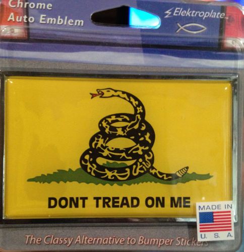 "don't tread on me" chrome metal gadsden flag auto emblem (donttread-flg)