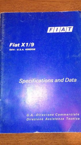 1974 fiat x1/9 u.s.a. version specs and data, original!