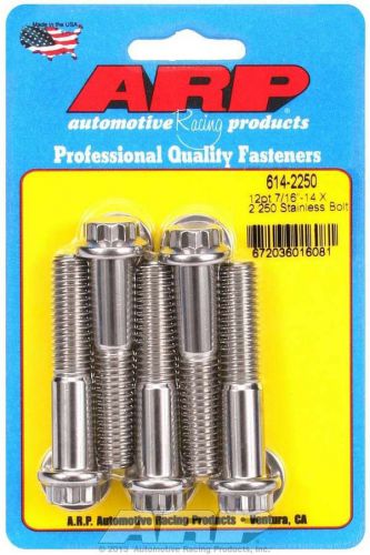 Arp universal bolt 7/16-14 in thread 2.250 in long stainless 5 pc p/n 614-2250