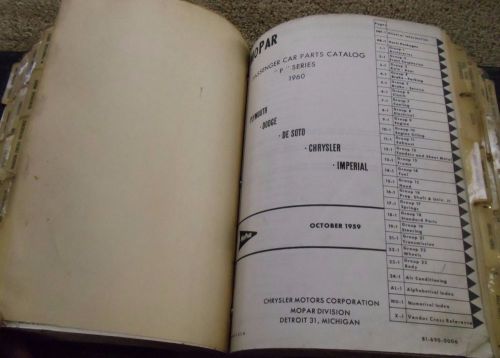 1960 dodge chrysler plymouth desoto mopar factory dealer parts catalog