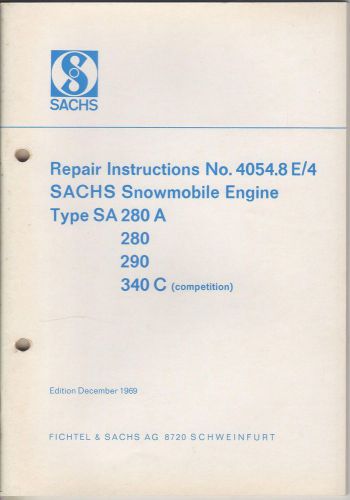 1970 sachs snowmobile engines repair #4054.8 e/4,280/290/340 service manual(617)