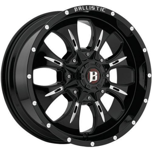 4-new ballistic 951 dagger 20x9 5x135/5x139.7 +12mm black/milled wheels rims