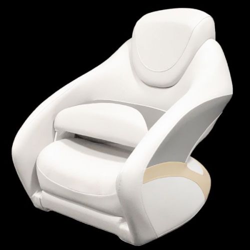 Crownline white gray taupe marine boat high back captains bolster seat