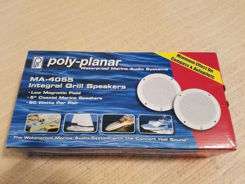 2 poly-planar ma-4055 marine speakers nib - 5&#034; white coaxial 80 watts/pair 4 ohm