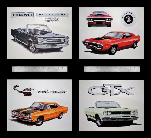 Road runner satellite gtx 1971 1972 1973 1974 383 400 440 plymouth: 4 art prints