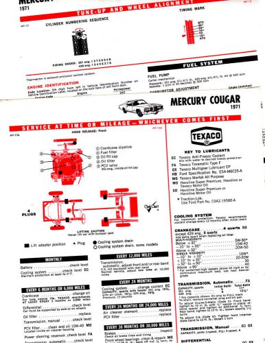 1971 mercury cougar 71 lubrication lube tune-up charts 3