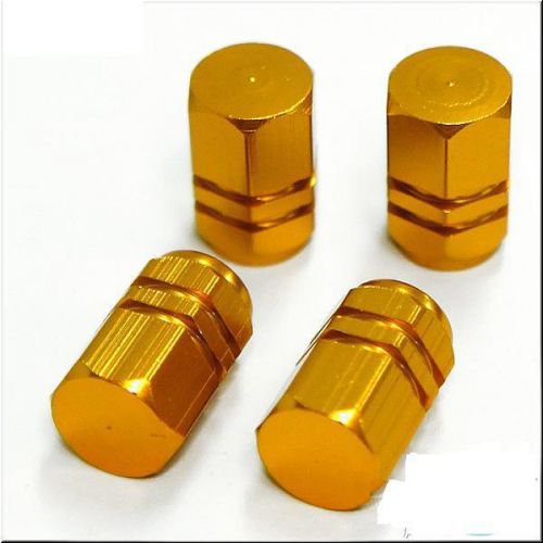 Car motorcycle wheel air valve caps set gold x 4 pieces