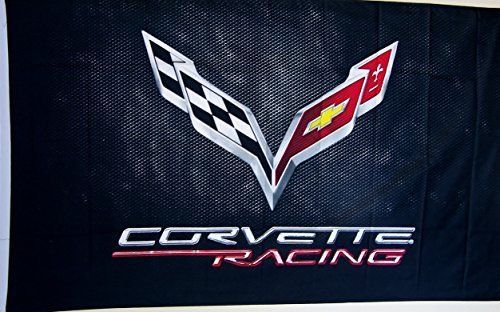Nuge corvette black c-7 car flag 3' x 5' indoor outdoor auto banner