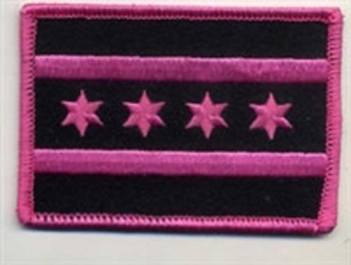 Chicago flag patch black &amp; pink  motorcycle club colors