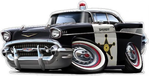 1957 chevy classic police car 911 wall graphic decal poster sticker man cave art