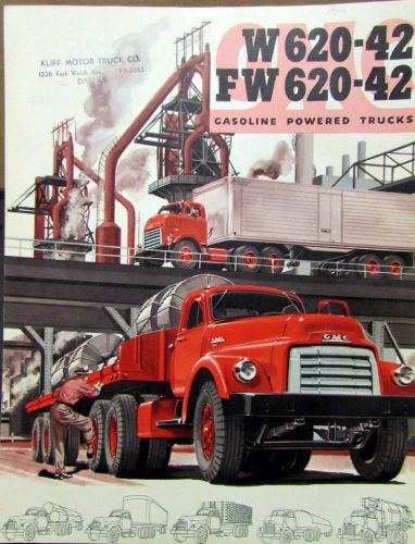 1954 gmc gas power truck model w 620 42 &amp; fw 620 42 orig sales brochure folder