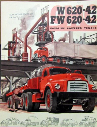 1954 gmc gas power truck model w 620 42 &amp; fw 620 42 orig sales brochure folder