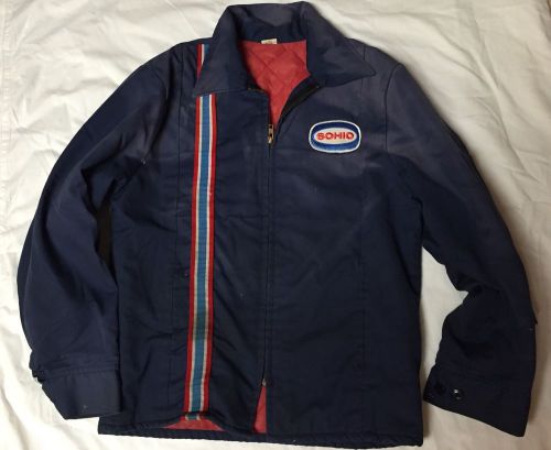 Vintage sohio service station racing w striping jacket - halloween zombie?? c@@l