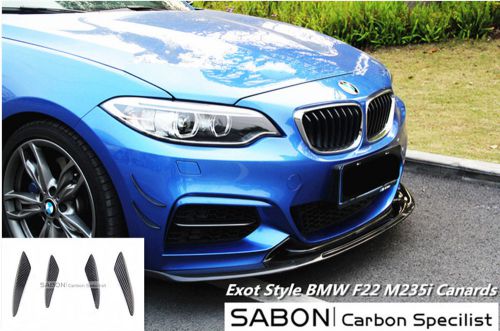 Exot style carbon fiber front bumper canards for bmw f22 2 series m235i 4pcs/set
