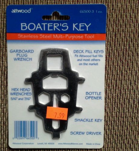 Attwood boater&#039;s key 66500-3 stainless steel multi-purpose tool
