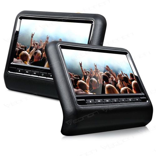 Us portable 9&#034; black pair car headrest dvd player pillow digital monitor game a