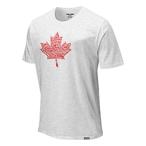 Men&#039;s polaris snowmobile white t-shirt with red canada canadian maple leaf s-3xl