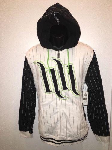 Km white hart and huntington hoodie sweatshirt medium large striped