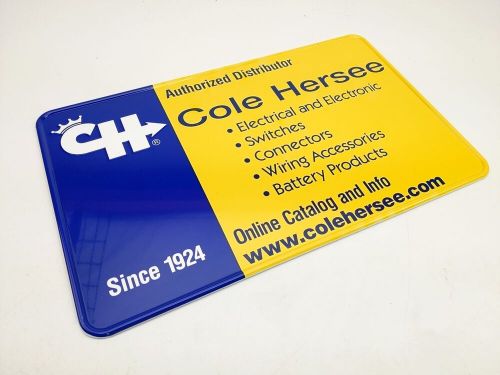 Cole hersee f-001245 vintage 14-3/4&#034; x 23-3/4&#034; embossed metal wall sign nos