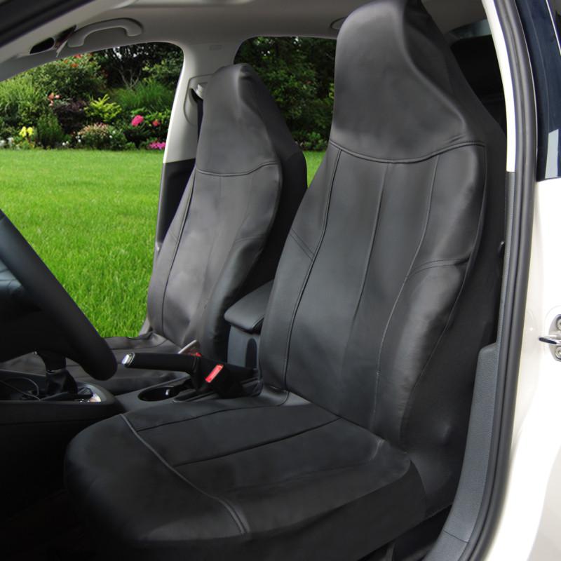 Adeco 2-Piece Luxury Leatherett Universal Vehicle Car Front Seat Cover Set-Black, US $39.99, image 2