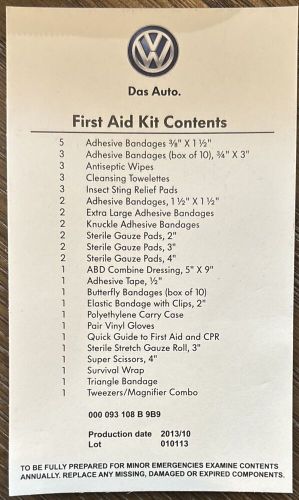 New genuine volkswagen first aid kit - black 000-093-108-b-9b9