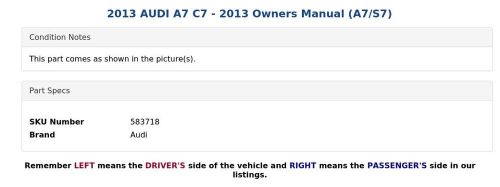 2013 audi a7 c7 - 2013 owners manual (a7/s7)